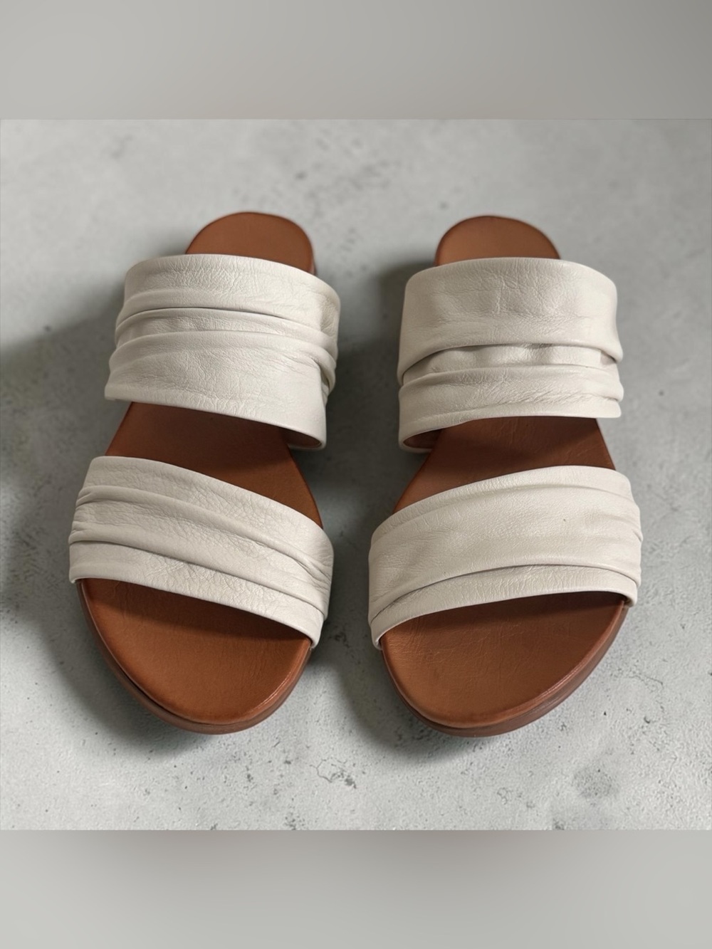 Miz Mooz Tevin Women's White Leather Ruched Double-Band Slide Sandals! Sz 41/10 - Picture 5 of 15